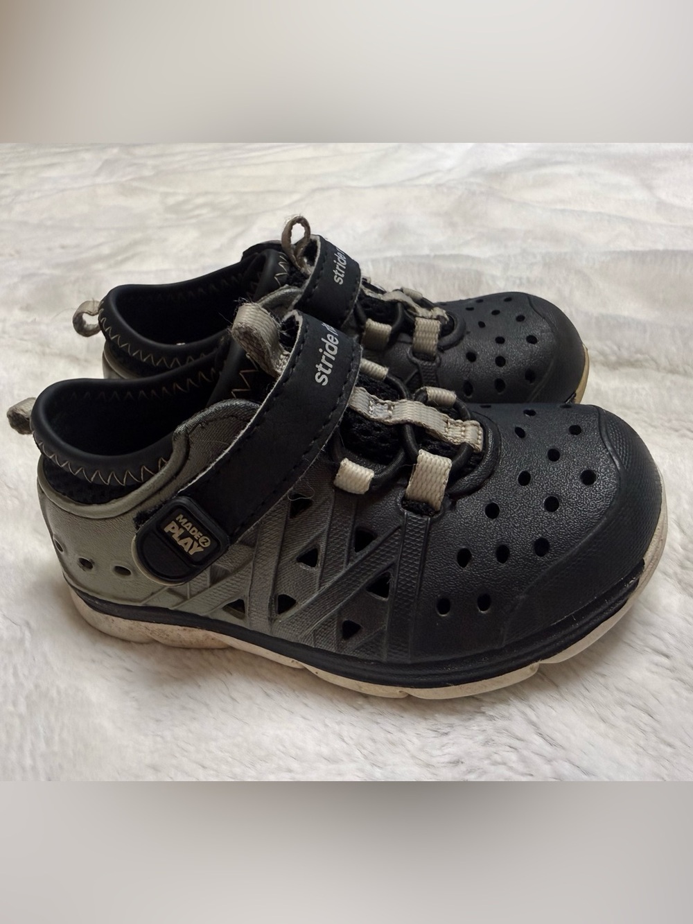 Stride Rite Boys' Black and Gray Athletic Slip-On Sneakers